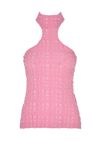 Nanushka Seersucker Racerback Top In Pink