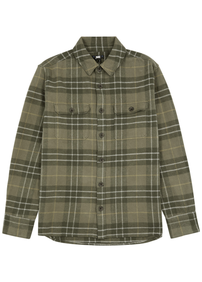 Paige Dusty Pine Wilbur  Cotton Checked Twin Pocket Overshirt