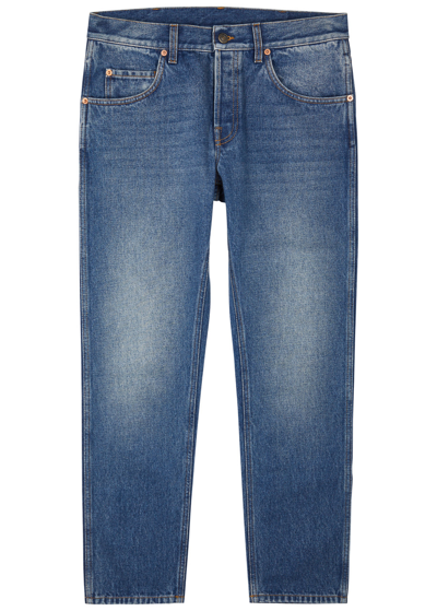 Gucci Slim Tapered Cropped Jeans In Blue