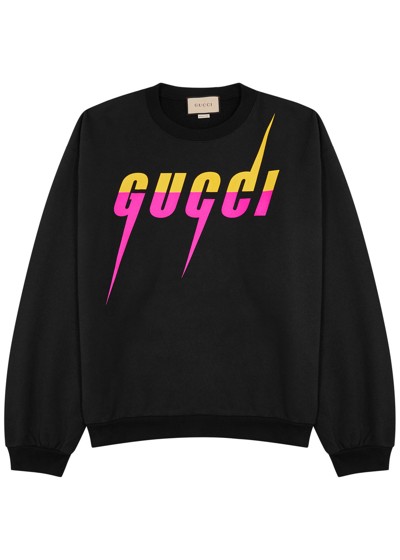 Gucci Blade Logo Cotton Sweatshirt In Black