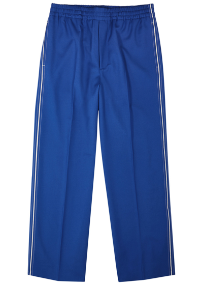 Gucci Wool And Mohair-blend Track Trousers In Blue