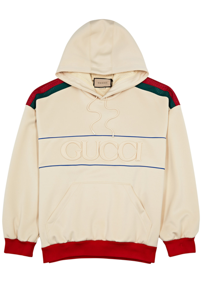Gucci Logo Hooded Neoprene Sweatshirt In Brown
