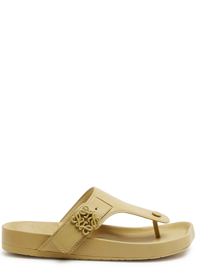 Loewe Comfort Leather Thong Sandals In Gold