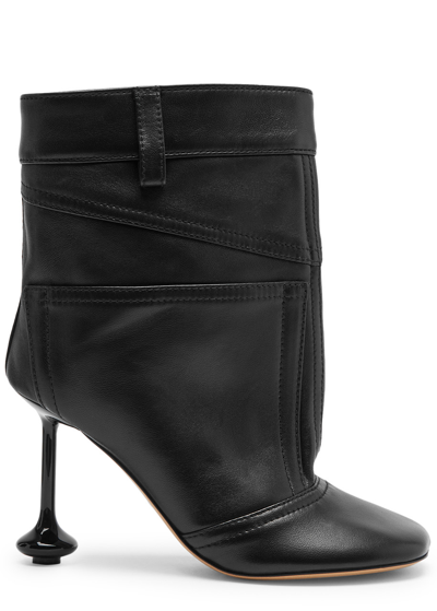 Loewe Toy 100 Asymmetric Leather Ankle Boots In Black