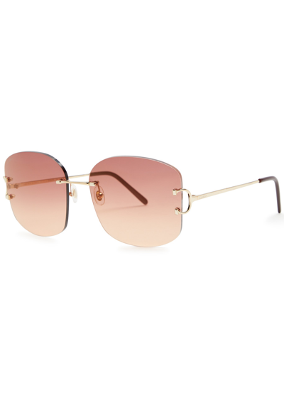 Cartier Signature C De  Rimless Oversized Sunglasses In Gold
