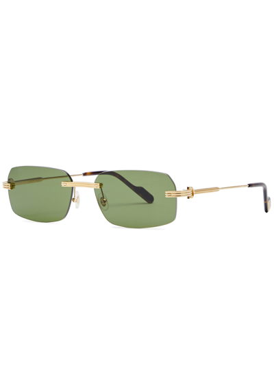 Cartier Première De  Rectangle-frame Sunglasses In Gold