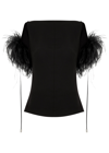 16ARLINGTON NERINE FEATHER-TRIMMED TOP