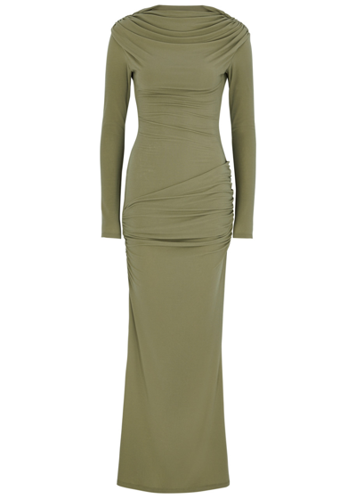 Paris Georgia Khaki Draped Maxi Dress