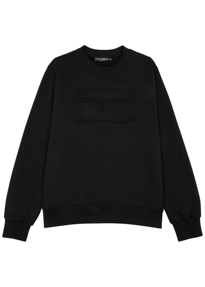 Dolce & Gabbana Logo-embossed Cotton Sweatshirt In Black