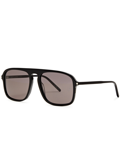 Saint Laurent Sl590 Aviator-style Sunglasses In Black
