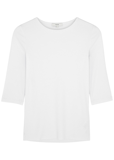 Vince Ribbed Stretch-jersey Top In White