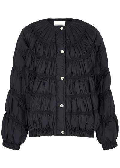 Chloé Chloe Ruched Quilted Shell Jacket In Dark Blue