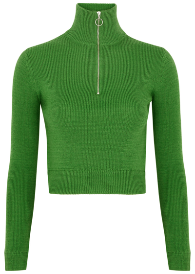 Acne Studios Green Half-zip Sweater In Ab8 Green