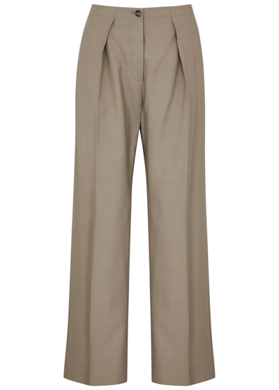 Acne Studios Pleated Straight-leg Woven Trousers In Grey