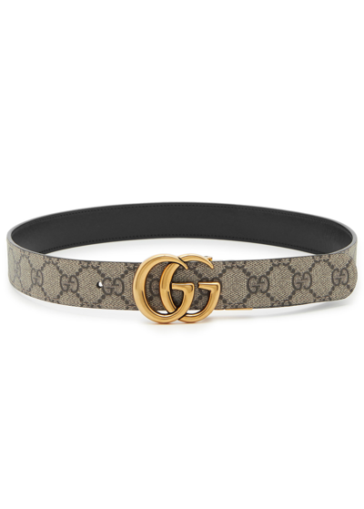 Gucci Gg Marmont Reversible Monogrammed Belt In Blue