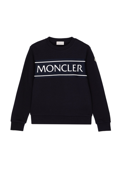 Moncler Kids Logo-print Cotton Sweatshirt (8-10 Years) In Black