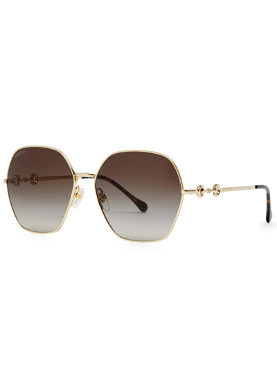 Gucci Hexagon-frame Sunglasses In Metallic