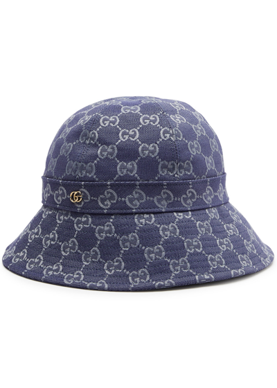 Gucci Gg-jacquard Canvas Bucket Hat In Blue