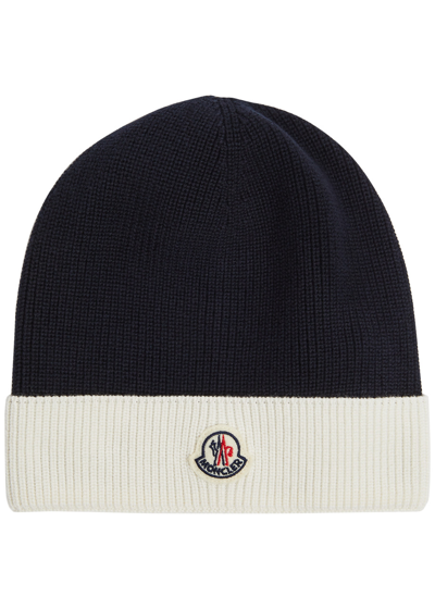 Moncler Babies' Kids Panelled Cotton Beanie In Black