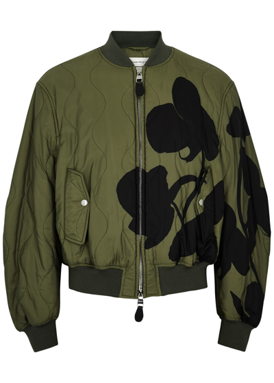 Alexander Mcqueen Orchid Quilted Bomber Jacket In Brown