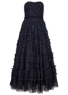 NEEDLE & THREAD DOT SHIMMER STRAPLESS EMBELLISHED TULLE GOWN