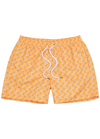 Frescobol Carioca Straight-leg Short-length Printed Swim Shorts In Papaya_pastel_orange