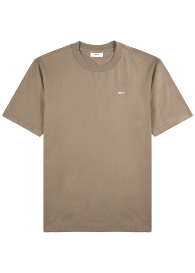 Nn07 Logo-embroidered Cotton T-shirt In Camel