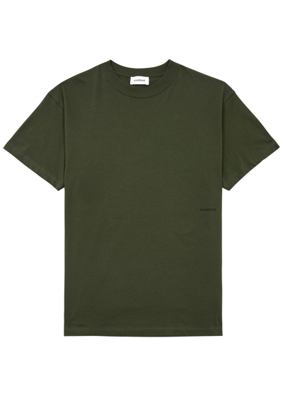Soulland Ash Logo-print Cotton T-shirt In Green