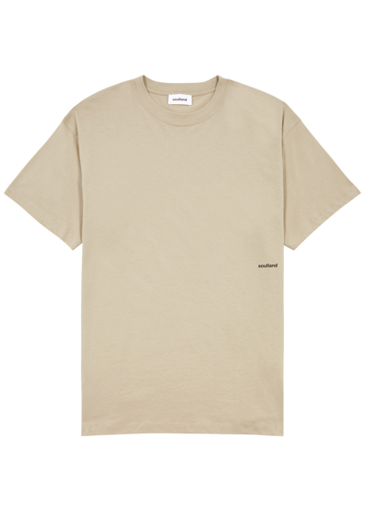 Soulland Ash Logo-print Cotton T-shirt In Beige