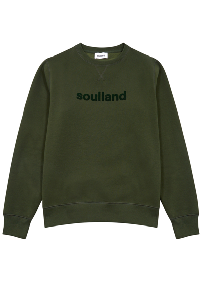 Soulland Bay Logo Cotton-blend Sweatshirt In Green