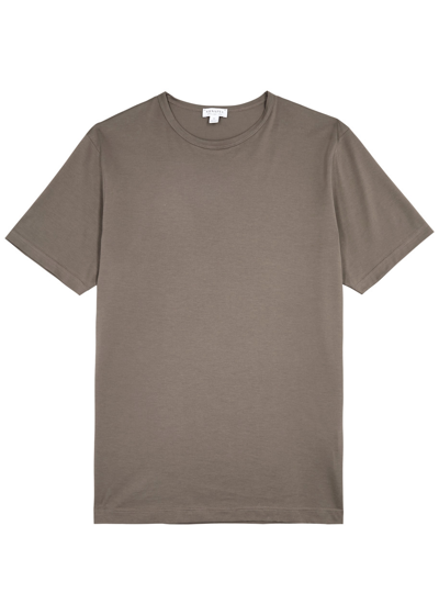 Sunspel Cotton T-shirt In Brown