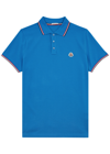 Moncler Logo-appliqué Cotton Polo Shirt In Light Blue