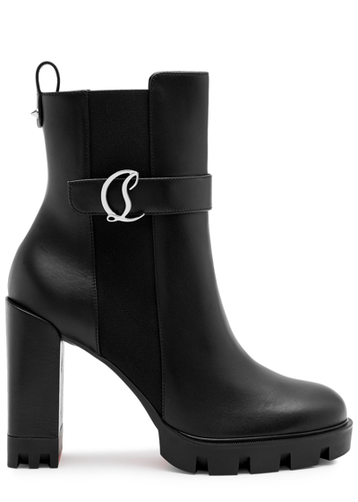 Christian Louboutin Chelsea Lug 115 Leather Platform Ankle Boots In Black