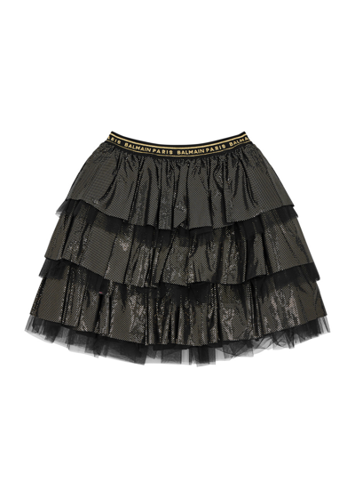 Balmain Kids Ruffled Tiered Skirt (12-14 Years) In Black