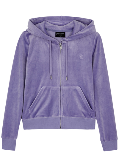 Juicy Couture Dressing Gownrtson Hooded Velour Sweatshirt In Purple