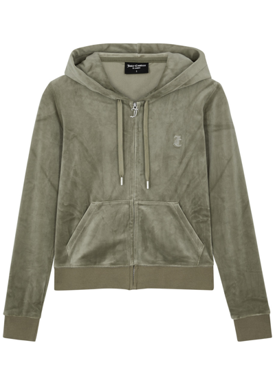 Juicy Couture Dressing Gownrtson Hooded Velour Sweatshirt In Green