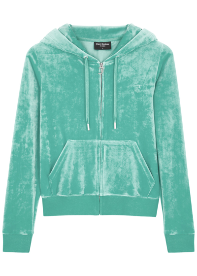 Juicy Couture Dressing Gownrtson Hooded Velour Sweatshirt In Teal
