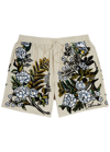 AMIRI FLORAL-EMBROIDERED LINEN SHORTS