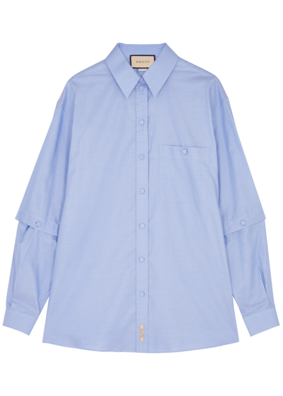 Gucci Cotton Oxford Shirt In Blue