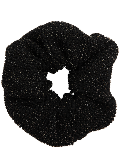 Hunza G Glittered Seersucker Scrunchie In Black