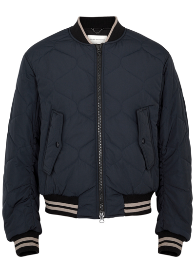 Dries Van Noten Vellow Quilted Shell Bomber Jacket In Blue