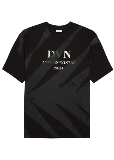 Dries Van Noten Heli Printed Logo Cotton T-shirt In Black
