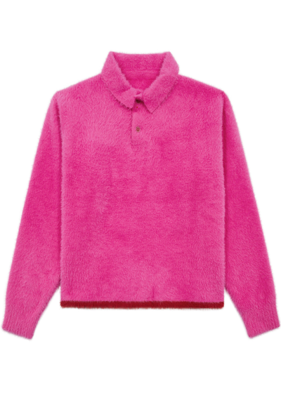 Jacquemus Brushed-knit Polo Jumper In Pink