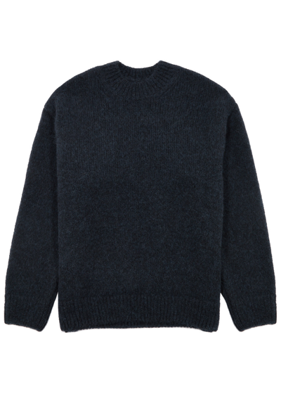 Jacquemus Intarsia Alpaca-blend Sweater In Midnight Blue