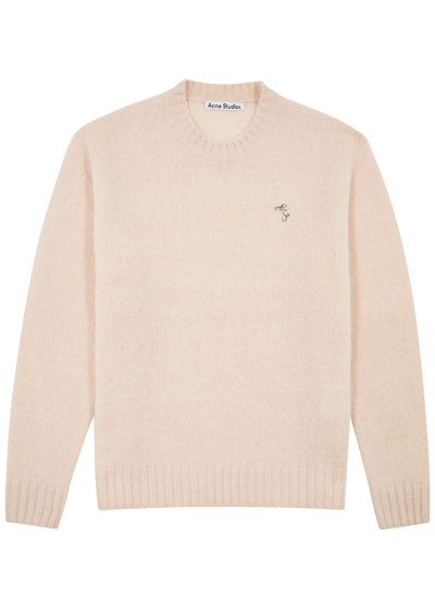 Acne Studios Logo-embroidered Wool Jumper In Blue