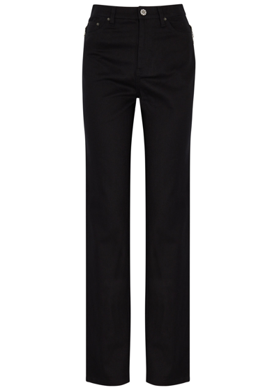 Rotate Birger Christensen Crystal-embellished Straight-leg Jeans In Black