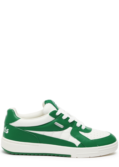 Palm Angels Palm University Panelled Leather Trainers In Green