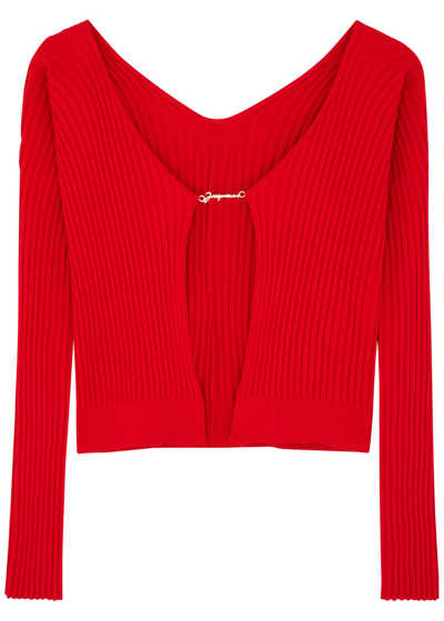 Jacquemus La Maille Pralu Longue Ribbed-knit Top In Red