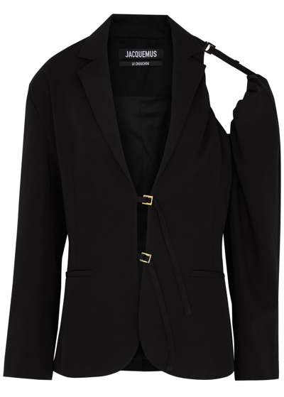 Jacquemus La Waistcoate Galliga Linen-blend Blazer In Black