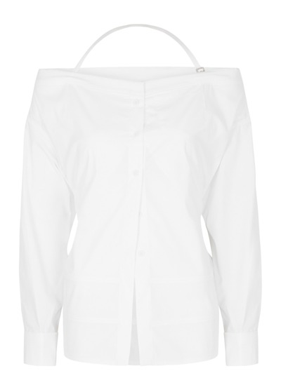 Jacquemus La Chemise Peplo Stretch-cotton Shirt In White